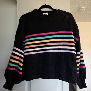 Black W/ Multicolor Striped Sweater